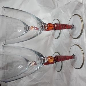 Beautiful Set of 4 pier 1 Orbit Spice water / wine goblet